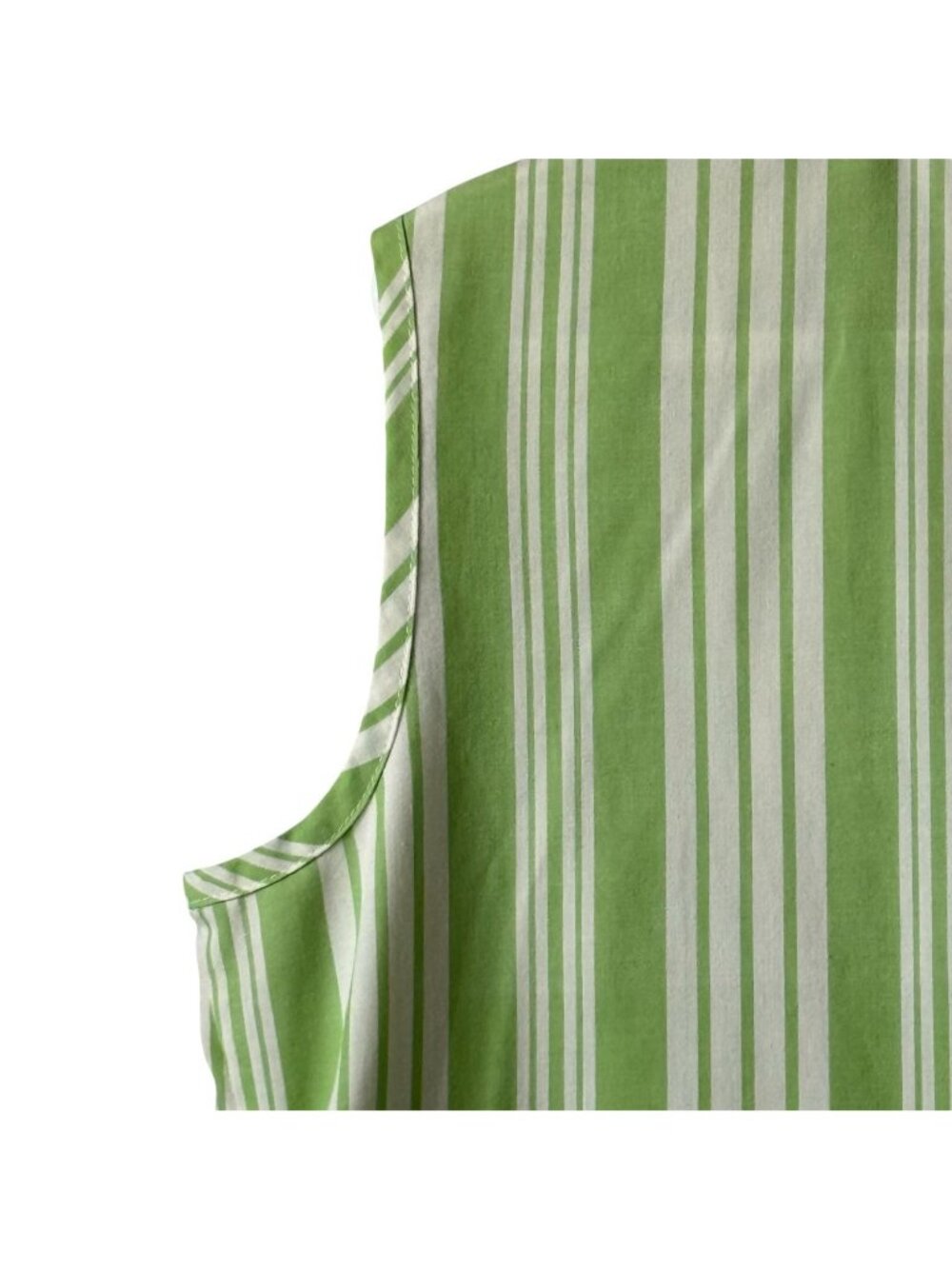 Vintage 60's Womens Dress Handmade Green White Stripe Sleeveless Shift 14 16 - Picture 14 of 15